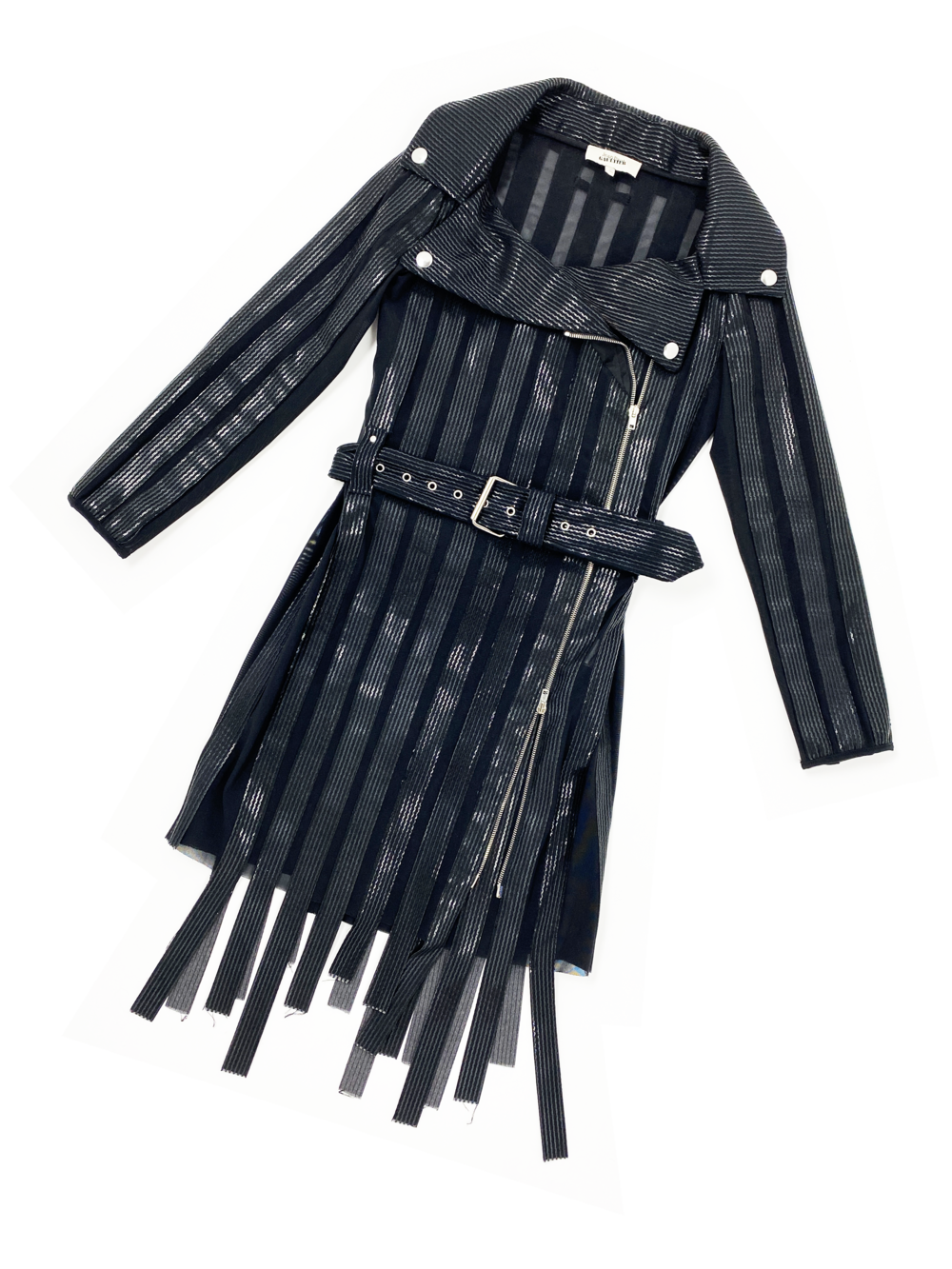 Jean Paul Gaultier S/S 2014 mesh coat with coated strips — JAMES